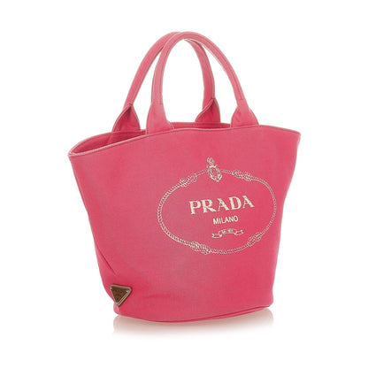 Prada Canapa Logo Canvas Satchel (SHG-25469)
