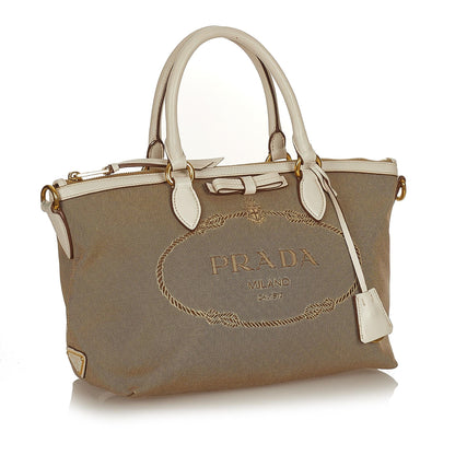 Prada Canapa Logo Canvas Satchel (SHG-27085)
