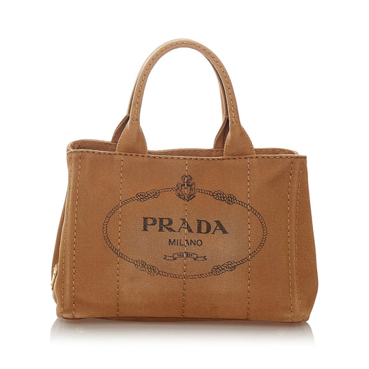 Prada Canapa Logo Canvas Satchel (SHG-27731)