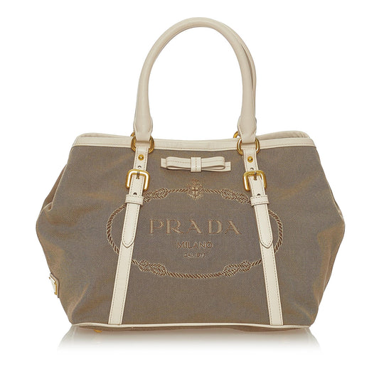 Prada Canapa Logo Canvas Satchel (SHG-27876)