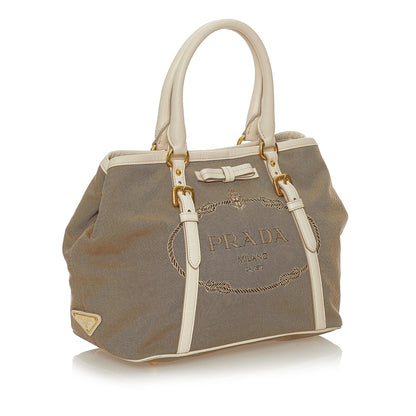 Prada Canapa Logo Canvas Satchel (SHG-27876)