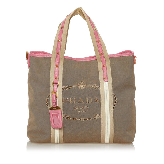 Prada Canapa Logo Canvas Satchel (SHG-28374)