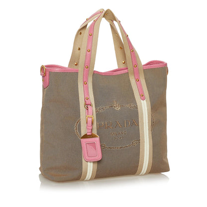 Prada Canapa Logo Canvas Satchel (SHG-28374)
