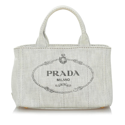 Prada Canapa Logo Canvas Satchel (SHG-29742)
