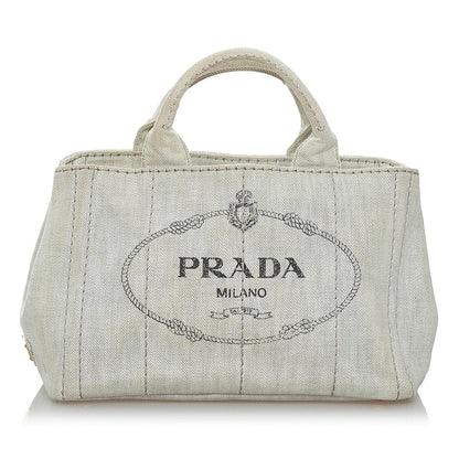 Prada Canapa Logo Canvas Satchel (SHG-29803)