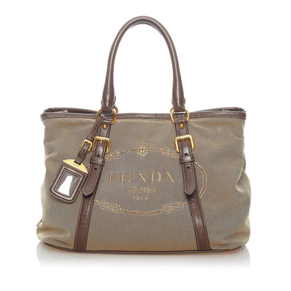Prada Canapa Logo Canvas Satchel (SHG-34122)