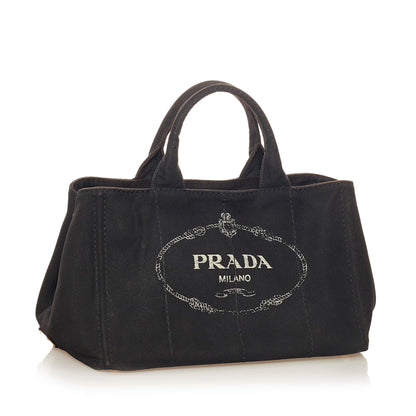 Prada Canapa Logo Canvas Satchel (SHG-34462)