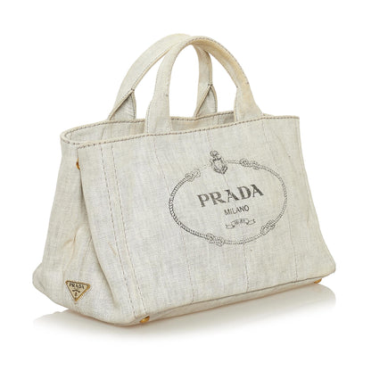Prada Canapa Logo Canvas Satchel (SHG-35073)