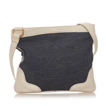 Prada Canapa Logo Denim Crossbody Bag (SHG-28074)