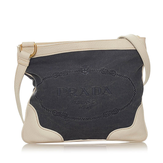 Prada Canapa Logo Denim Crossbody Bag (SHG-28074)