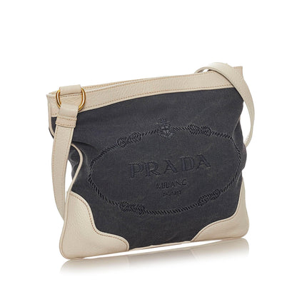 Prada Canapa Logo Denim Crossbody Bag (SHG-28074)