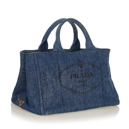 Prada Canapa Logo Denim Hanbag (SHG-27048)