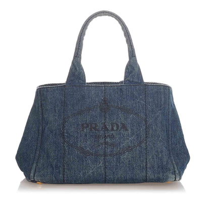 Prada Canapa Logo Denim Handbag (SHG-22537)