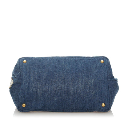 Prada Canapa Logo Denim Handbag (SHG-33176)
