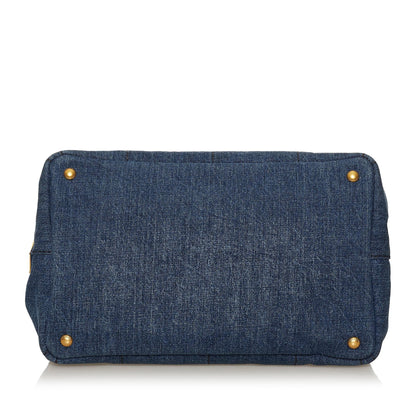 Prada Canapa Logo Denim Satchel (SHG-28405)