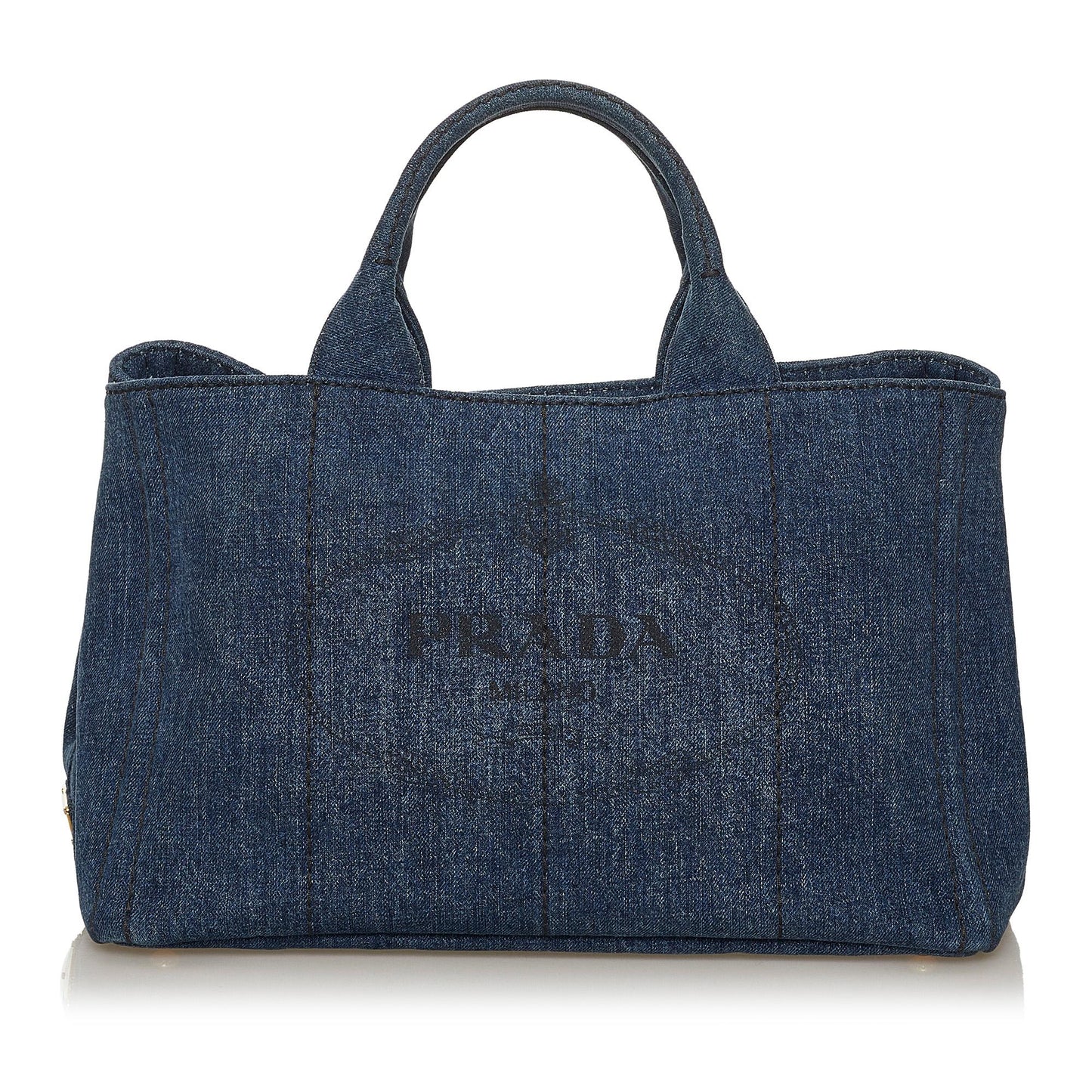 Prada Canapa Logo Denim Satchel (SHG-28405)
