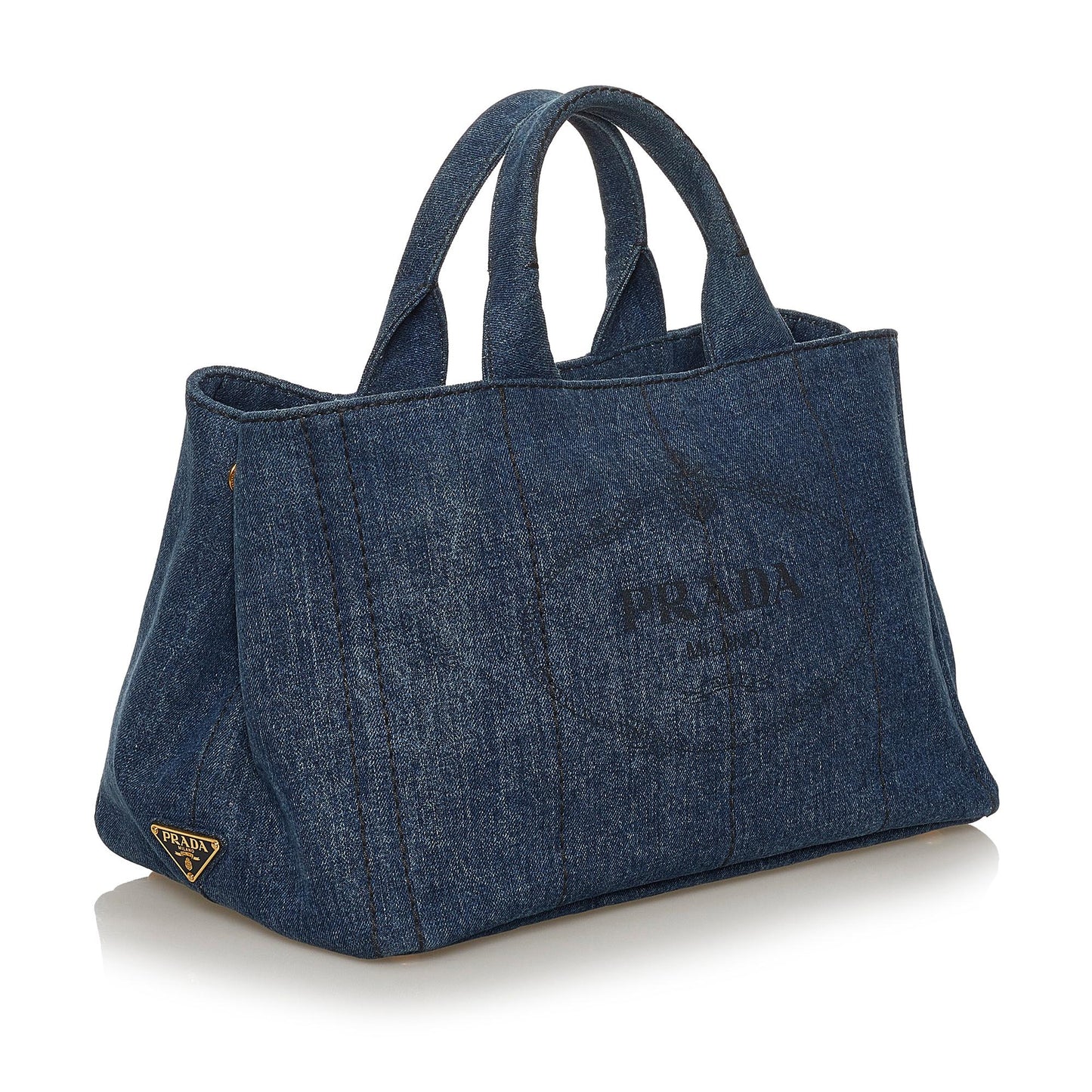 Prada Canapa Logo Denim Satchel (SHG-28405)