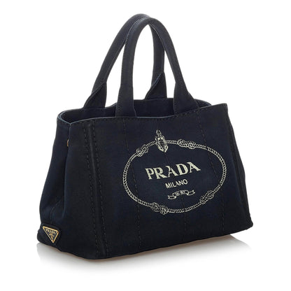 Prada Canapa Logo Denim Satchel (SHG-29950)