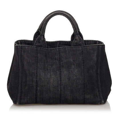 Prada Canapa Logo Denim Satchel (SHG-30089)