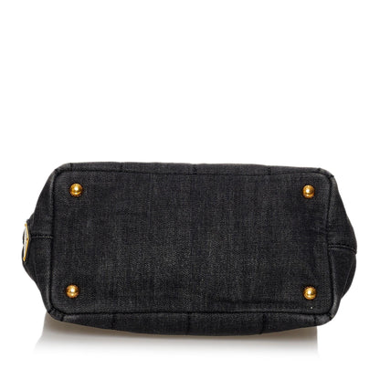 Prada Canapa Logo Denim Satchel (SHG-30089)