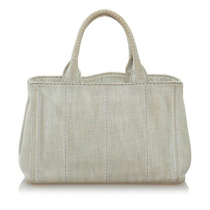 Prada Canapa Logo Denim Satchel (SHG-32767)