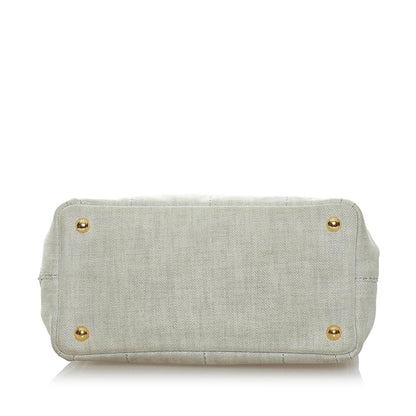 Prada Canapa Logo Denim Satchel (SHG-32767)