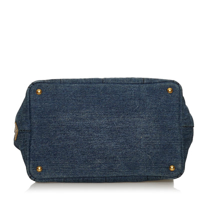Prada Canapa Logo Denim Tote Bag (SHG-29654)