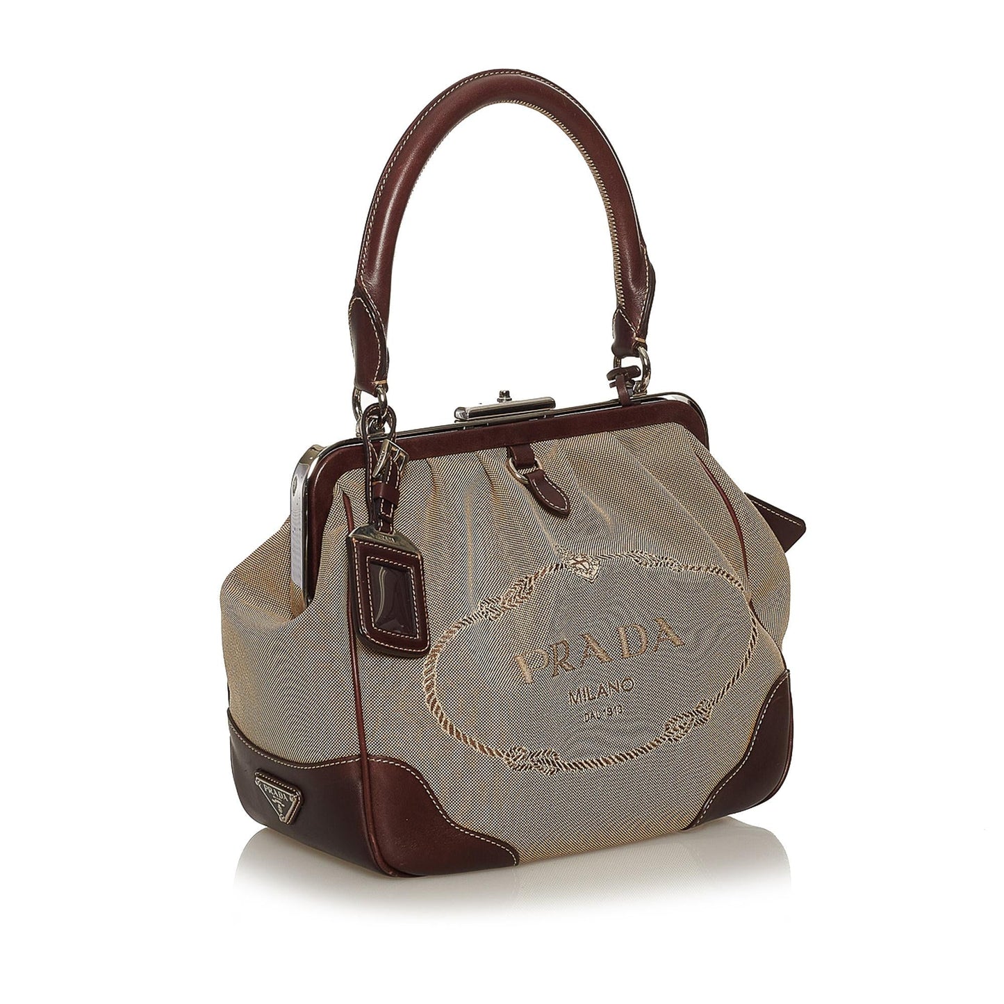 Prada Canapa Logo Frame Handbag (SHG-28728)