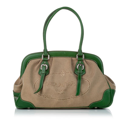 Prada Canapa Logo Frame Handbag (SHG-30994)