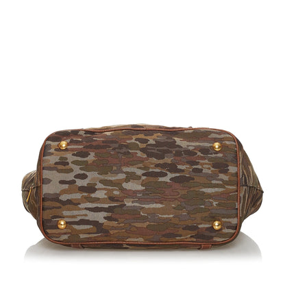 Prada Canapa Logo Printed Canvas Satchel (SHG-31274)