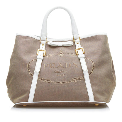 Prada Canapa Logo Satchel (SHG-R8aeDW)