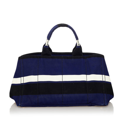 Prada Canapa Righe Canvas Handbag (SHG-37591)