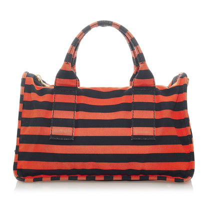 Prada Canapa Righe Canvas Satchel (SHG-0IK9a4)