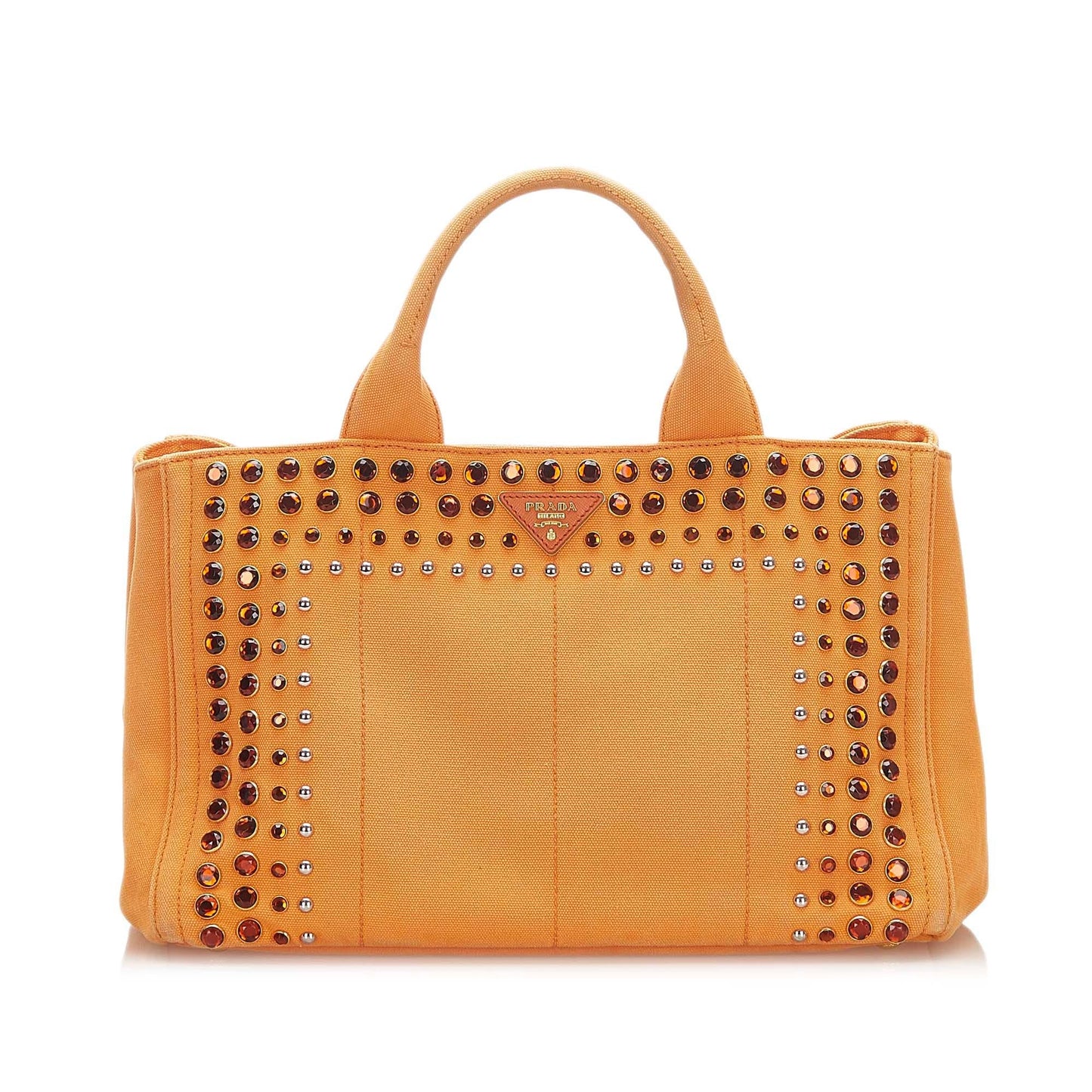 Prada Canapa Studded Canvas Satchel (SHG-17545)