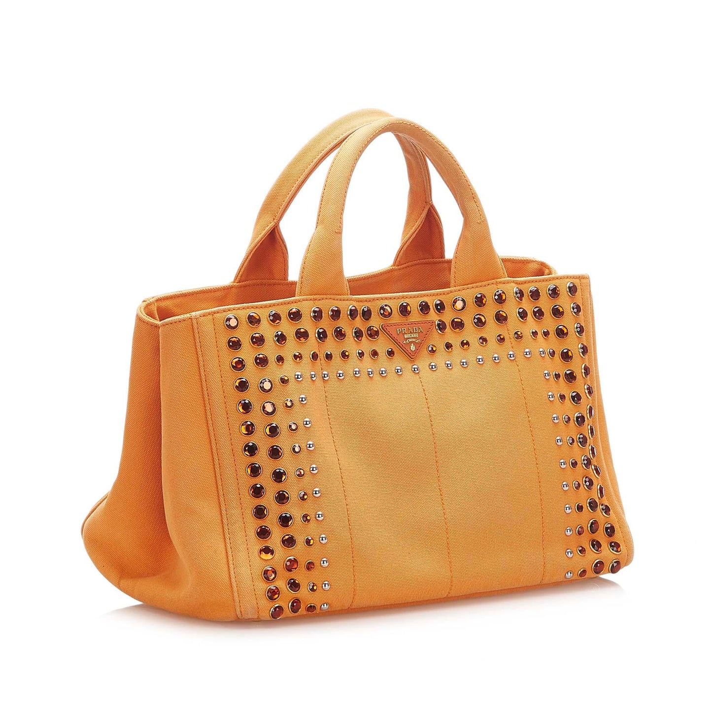 Prada Canapa Studded Canvas Satchel (SHG-17545)