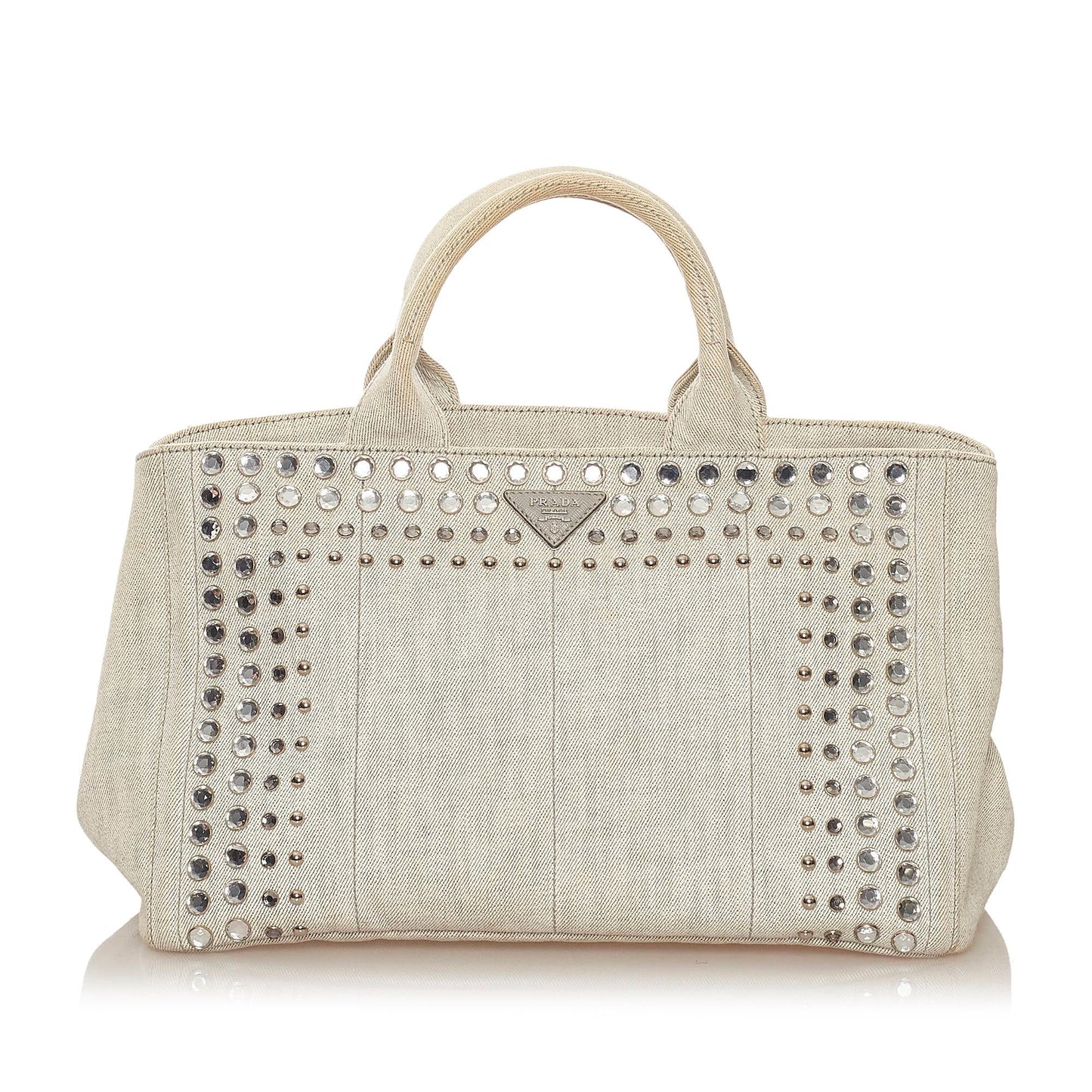 Prada Canapa Studded Canvas Satchel (SHG-28075)