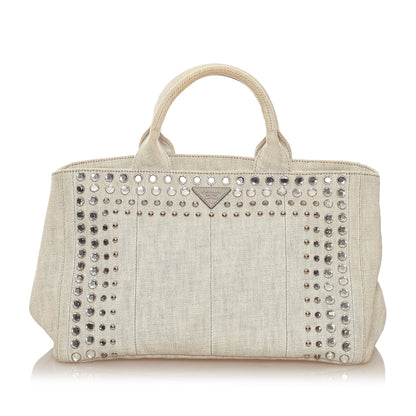 Prada Canapa Studded Canvas Satchel (SHG-28075)