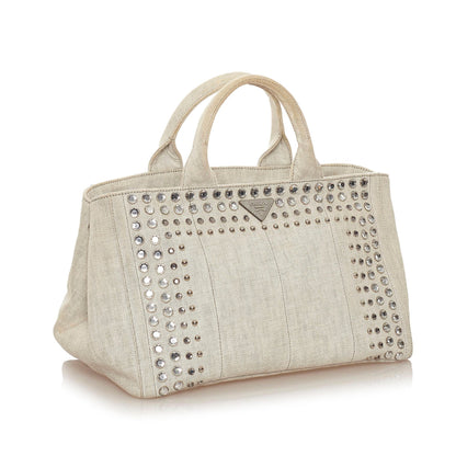 Prada Canapa Studded Canvas Satchel (SHG-28075)