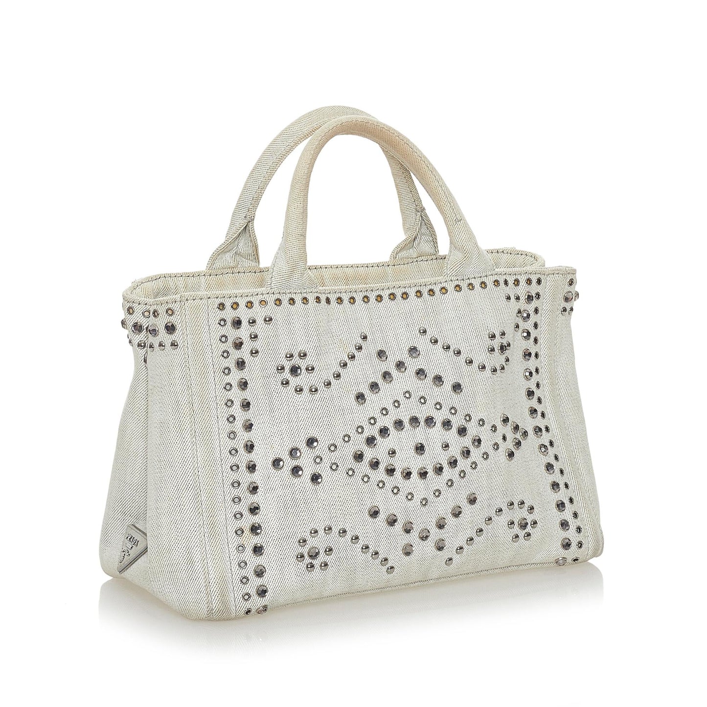 Prada Canapa Studded Canvas Satchel (SHG-28076)
