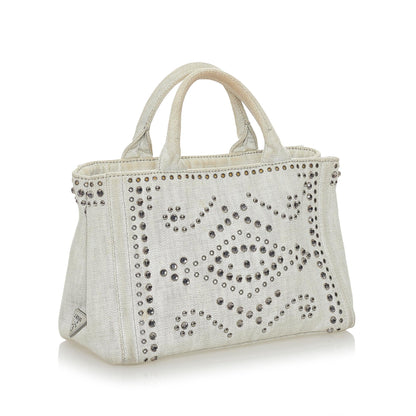 Prada Canapa Studded Canvas Satchel (SHG-28076)