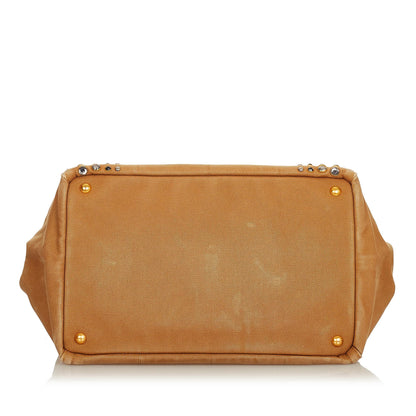 Prada Canapa Studded Canvas Tote Bag (SHG-26057)