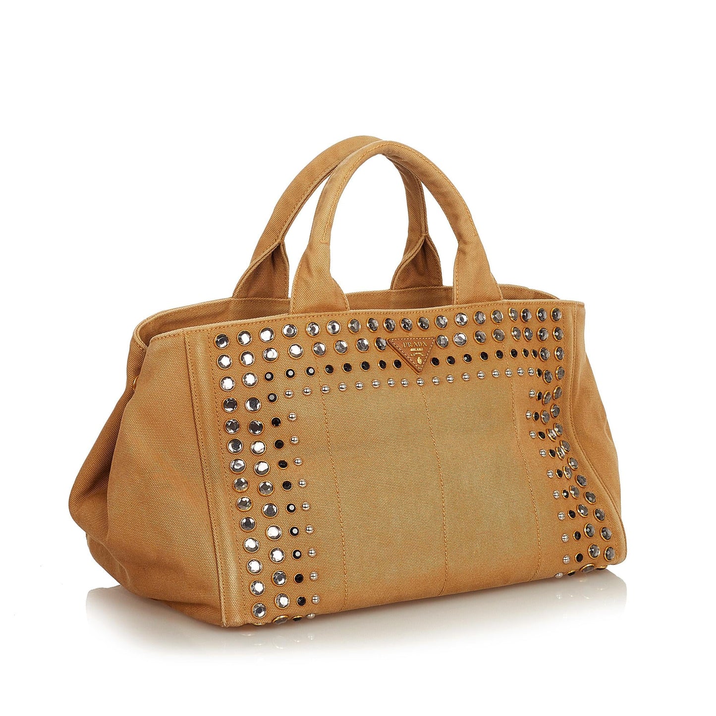 Prada Canapa Studded Canvas Tote Bag (SHG-26057)