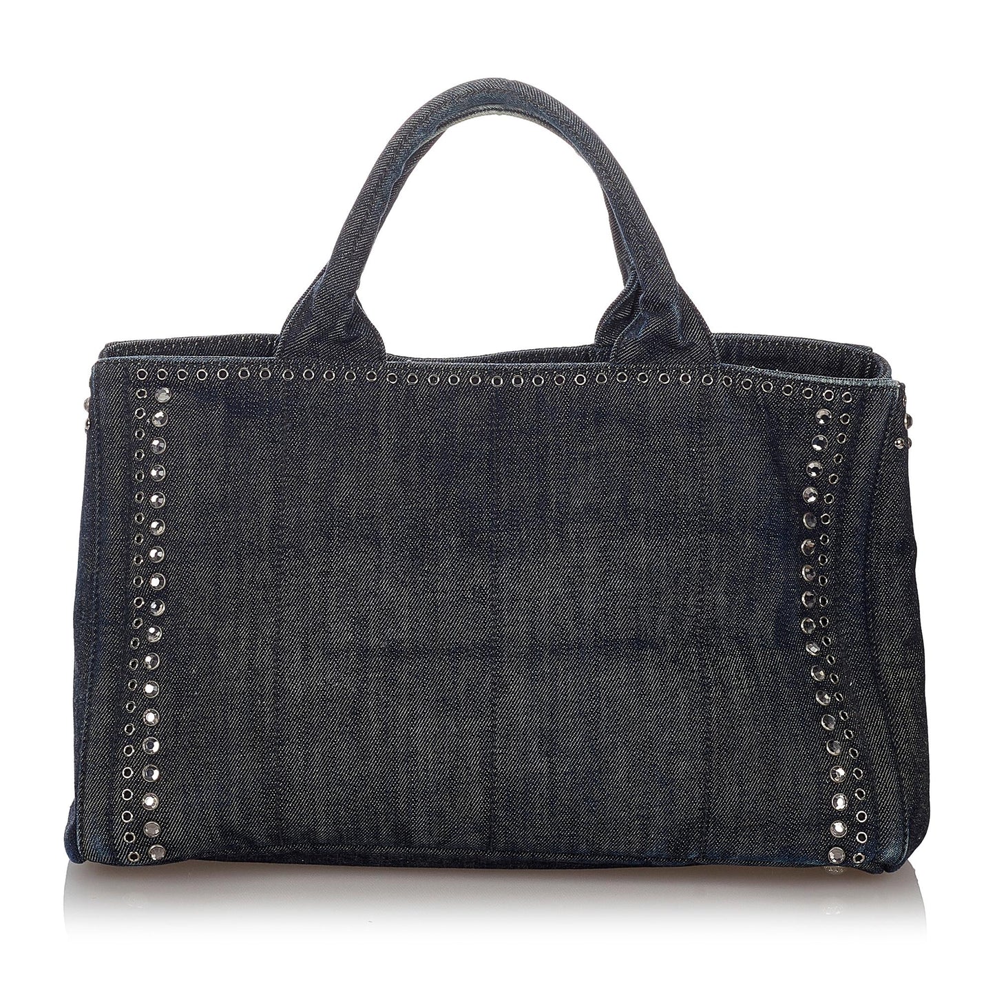 Prada Canapa Studded Denim Tote Bag (SHG-26862)
