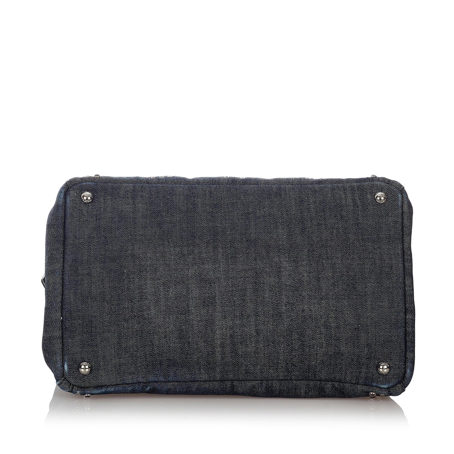 Prada Canapa Studded Denim Tote Bag (SHG-26862)