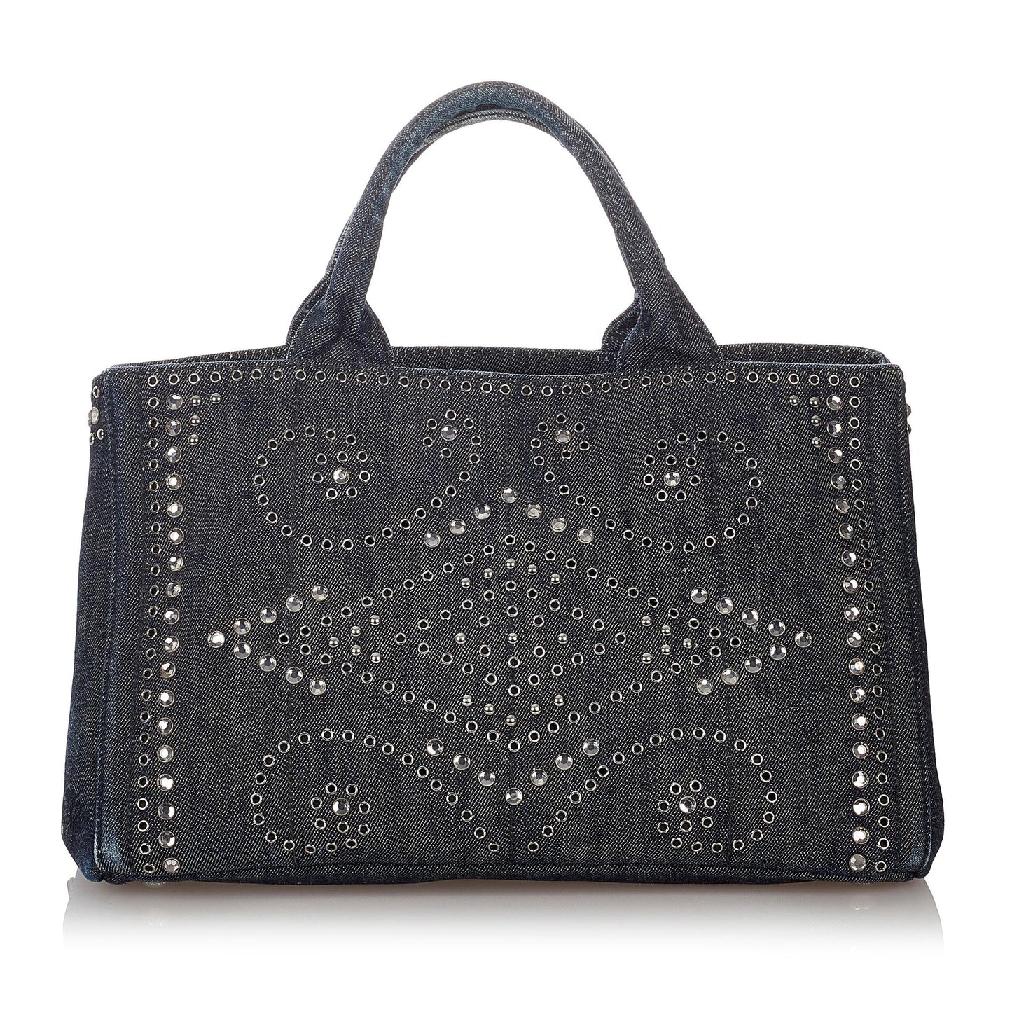 Prada Canapa Studded Denim Tote Bag (SHG-26862)