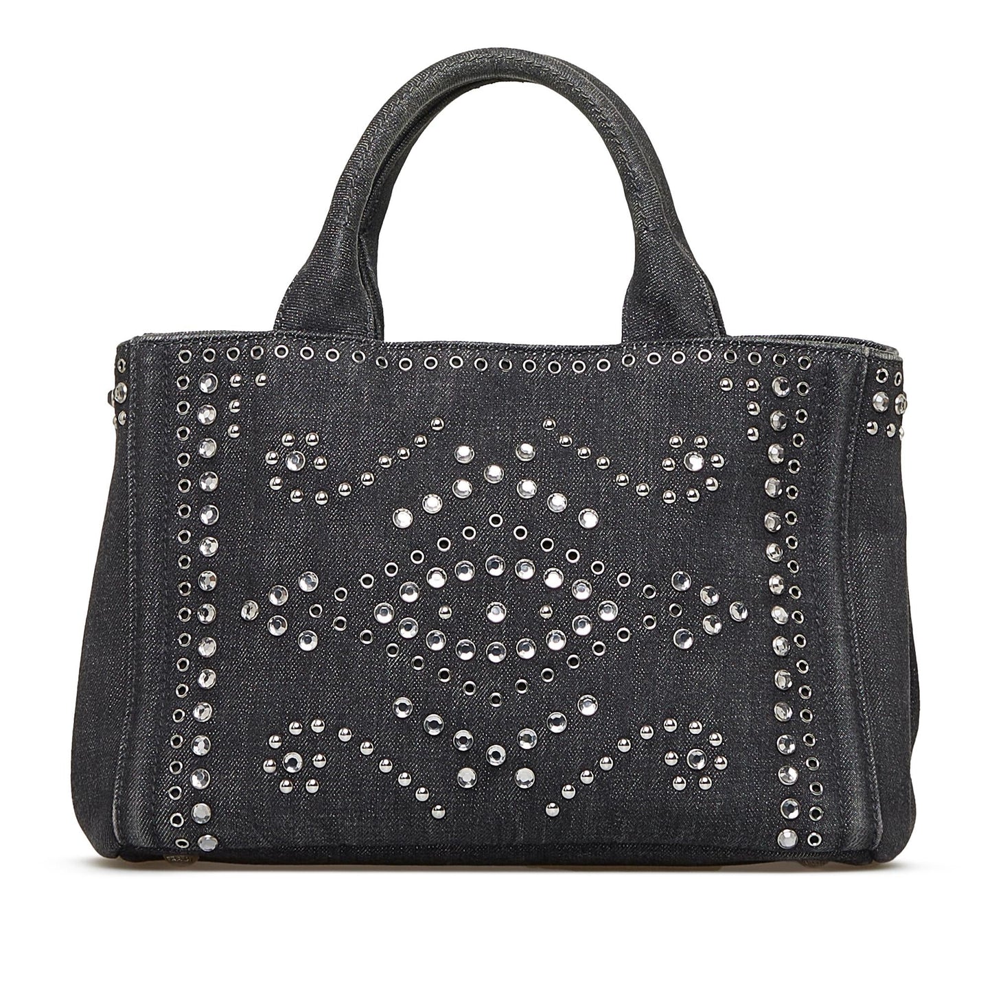 Prada Canapa Studded Satchel (SHG-Gz9UyX)
