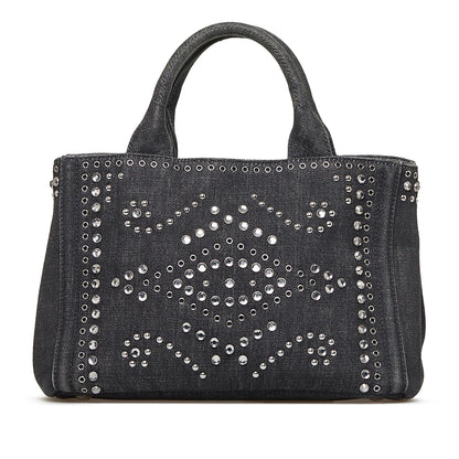 Prada Canapa Studded Satchel (SHG-Gz9UyX)