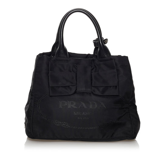 Prada Canapa Tessuto Bow Satchel (SHG-29978)