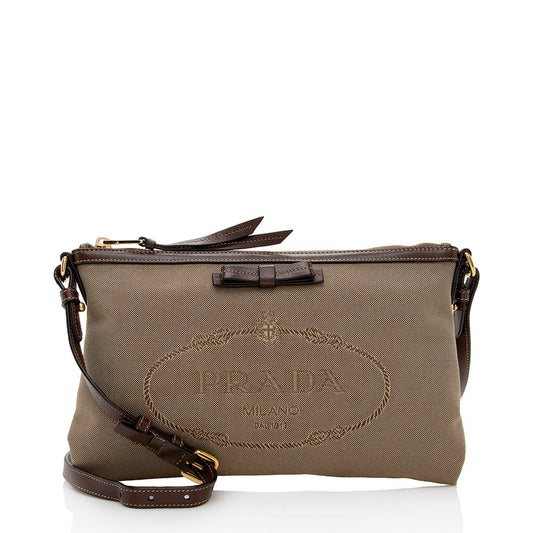 Prada Canvas Jacquard Logo Crossbody Bag (SHF-18477)