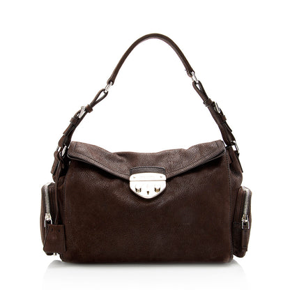 Prada Cervo Antic Easy Pushlock Flap Shoulder Bag (SHF-18304)